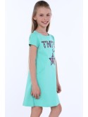 Girls\' dress with pockets, dark mint NDZ8149 - Online store - Boutique